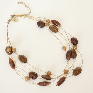 Beaded Fall Necklace Golden Browns